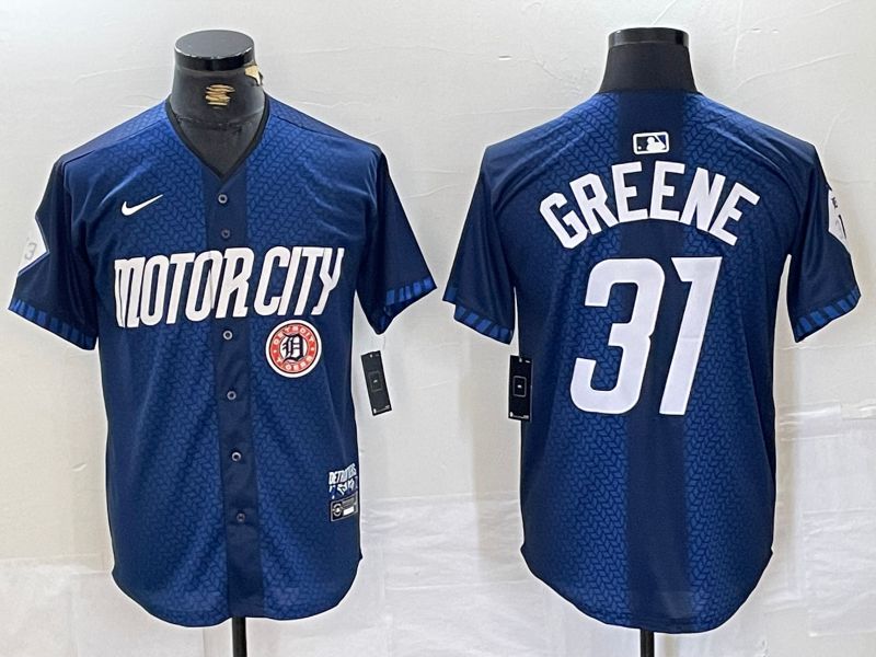 Men Detroit Tigers #31 Greene Blue City Edition Nike 2024 MLB Jersey style 4